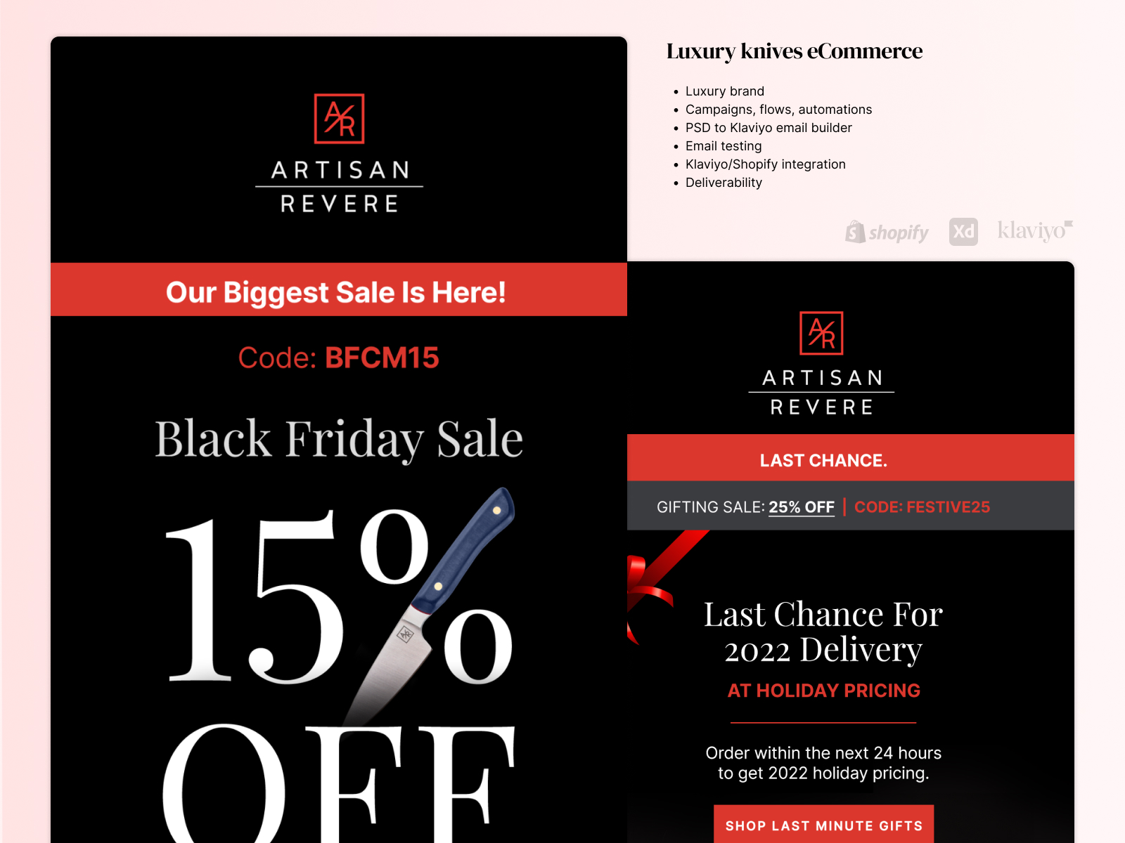 Luxury knives eCommerce