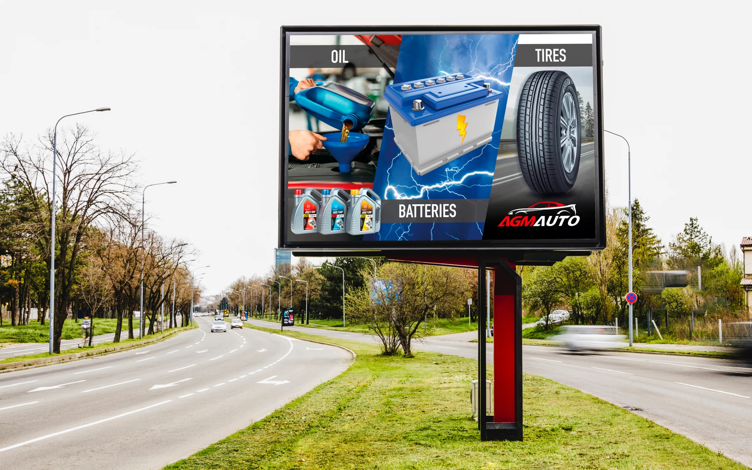 Auto parts store launch: billboard & print