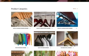 Product categories on the homepage