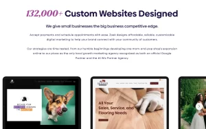 Custom websites section with device mockups