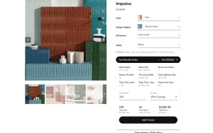 Product page with colour options and tile calculator