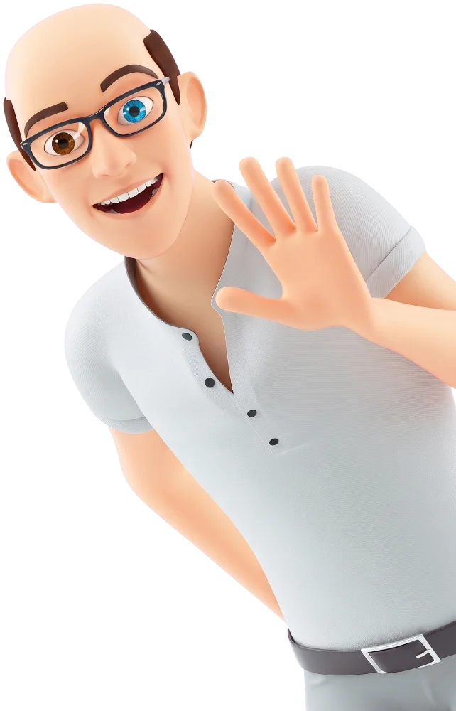 3D illustration of Vladimir waving hello