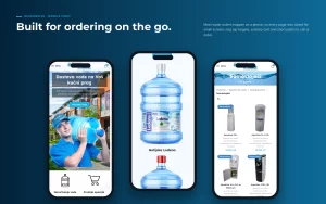 Mobile screens of a water delivery shop