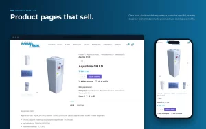 Water dispenser product page on desktop and mobile